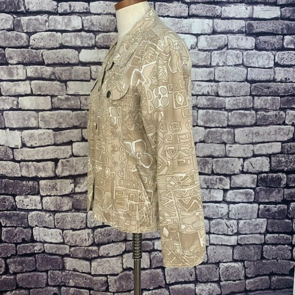 Chico's Tan & White Jean Style Jacket Size M - Picture 4 of 10
